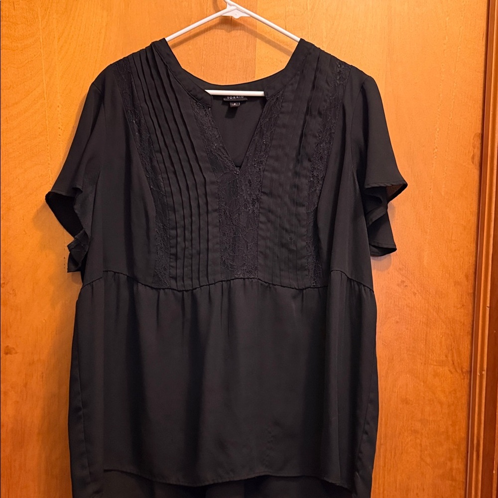Black Pleated Women's Blouse